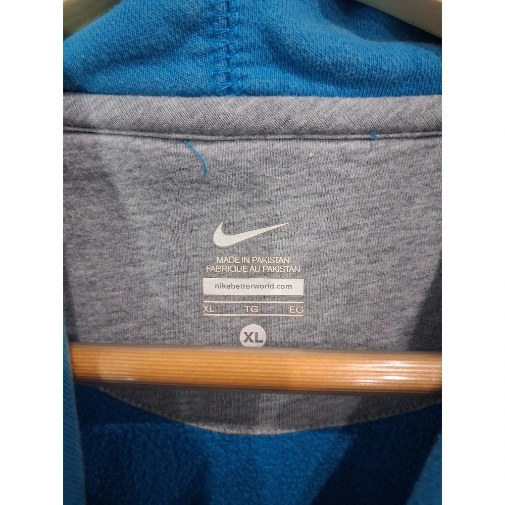 Nike Hoodie Womens XL Blue Spellout Pullover Graphic Sweatshirt Long Sleeve Logo
